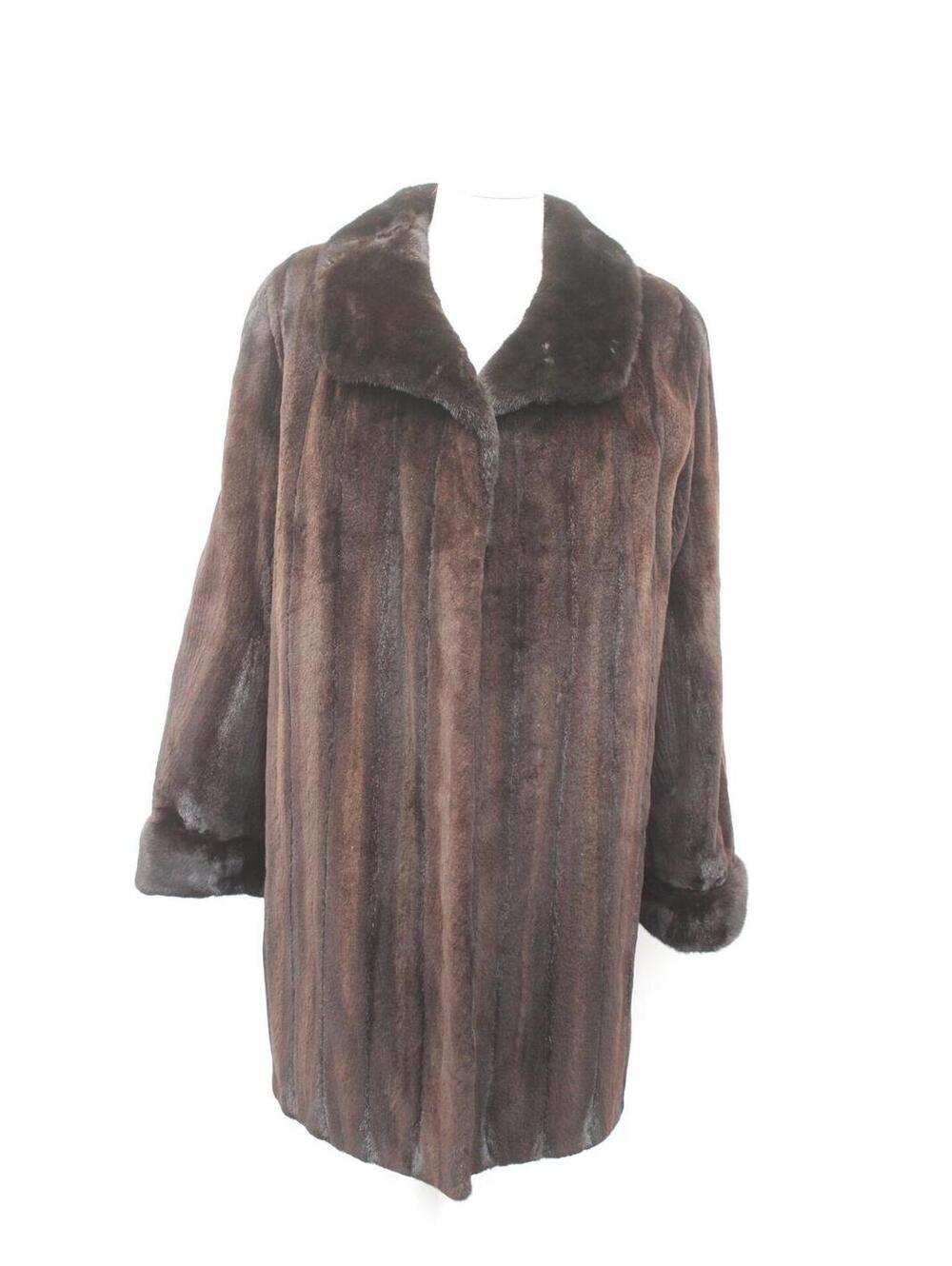 Excellent Sheared Dark Ranch Mink Fur Coat Jacket Women Woman Size 6 Small